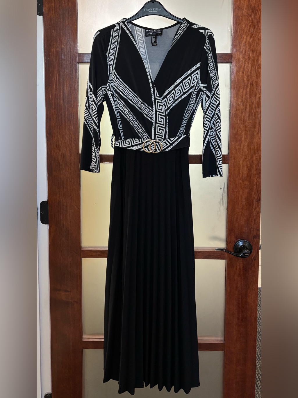 Frank Lyman Design Long Sleeve Maxi Dress With Belt